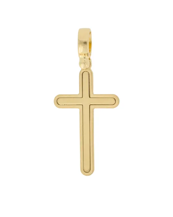 18CT Y/G ROUND CROSS 25mm